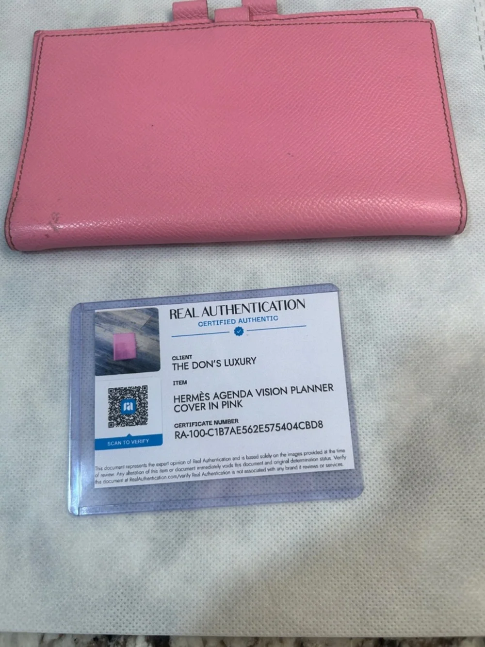Hermes Pink Agenda Vision Planner Cover with COA